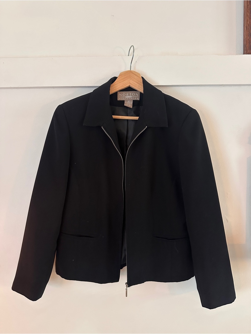 Norton McNaughton Black Zip-Front Blazer Jacket